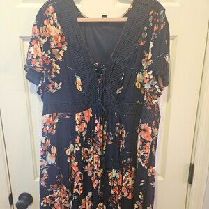Torrid Lacy Floral Print Black Dress